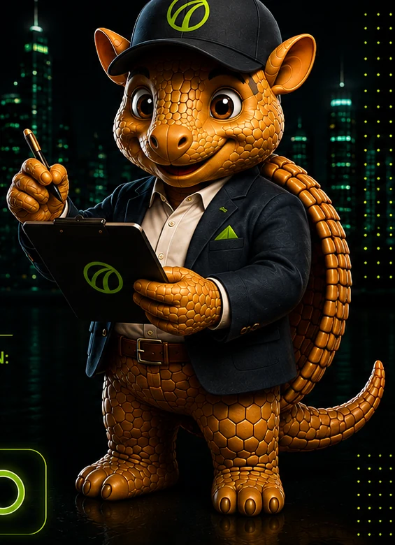 Terry, la mascota de AutoMundial, registrando un proyecto en su tableta